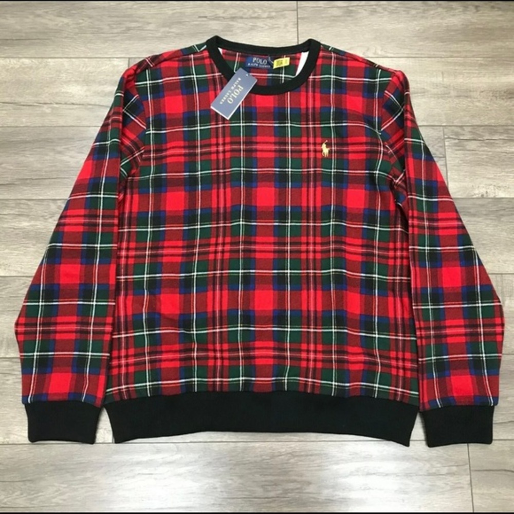Polo Ralph Lauren XMAS Buffalo Tartan Plaid Crewneck Sweatshirt S M L XL $168.00